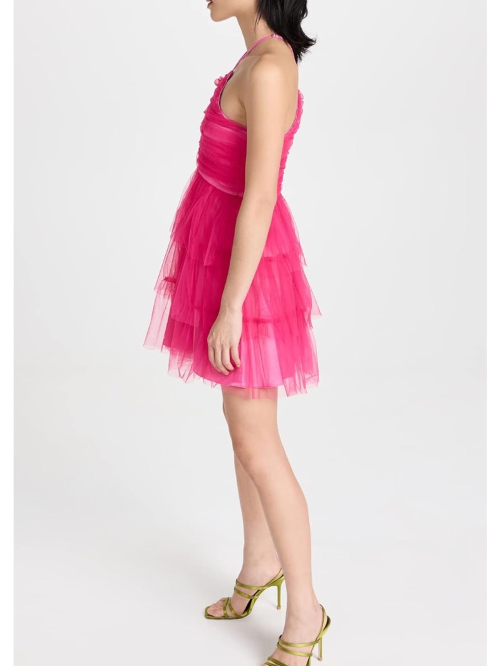 NEW! LIKELY Shane Mini Dress Hot Pink Fuchsia Tulle Halter Party Dress Size 12